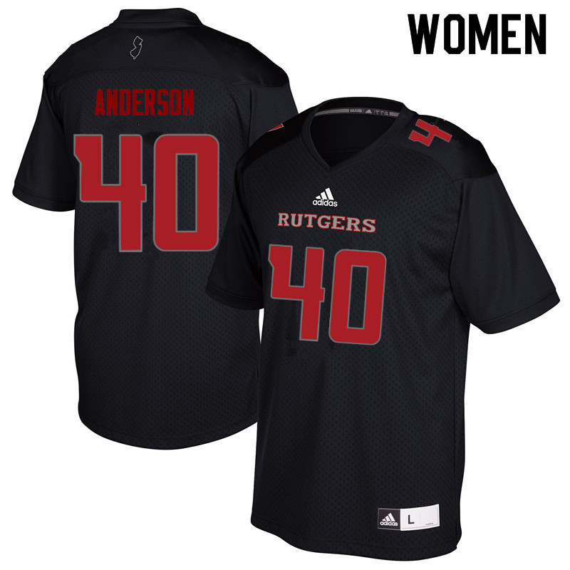 Women #40 Nihym Anderson Rutgers Scarlet Knights College Football Jerseys Sale-Black - Click Image to Close